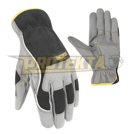 Synthetic Leather Mechanic Gloves – Knuckle Patch Shirred Cuff EN 388 CAT-2