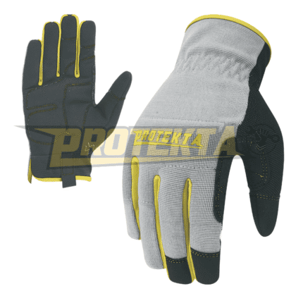 Synthetic Leather Mechanic Gloves – Padded Knuckle Shirred Cuff EN 388 CAT-2