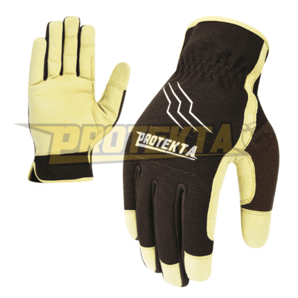 Synthetic Leather Mechanic Gloves – Extended Cuff Shirred Elastic EN 388 CAT-2