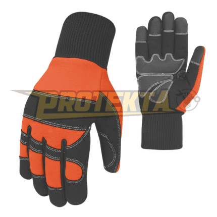 Synthetic Leather Mechanic Gloves – Reinforced Palm Knitted Rib Cuff EN 388 CAT-2