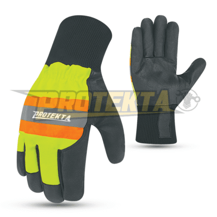 Hi-Vis Nylon Goatskin Gloves – Reflective Knuckle Band EN 388 CAT-2