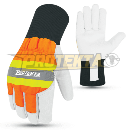 Cowhide Leather Hi-Vis Gloves – Yellow Back Wing Thumb EN 388 CAT-2