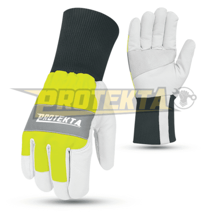 Goatskin Leather Hi-Vis Gloves – Reinforced Patch Palm EN 388 CAT-2