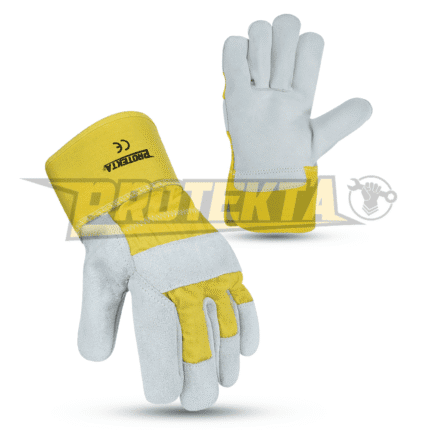 Rigger Gloves – Split Leather Knuckle Guard Safety Cuff EN 388 CAT-2