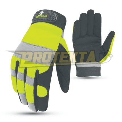 Hi-Vis Synthetic Leather Gloves – Reflective Back EN 388 CAT-2