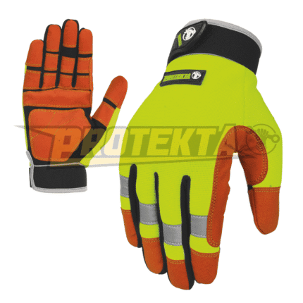 Synthetic Leather Mechanic Gloves – Hi-Vis Reflective Finger EN 388 CAT-2